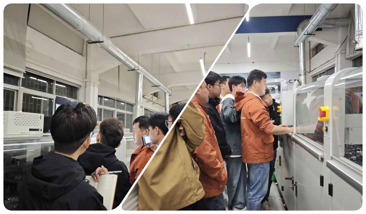 I.C.T Les ing&eacute;nieurs re&ccedil;oivent une formation en soudage &agrave; la vague s&eacute;lective