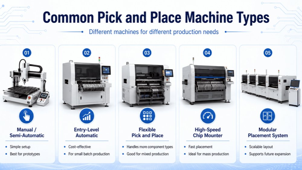 types de machines de pr&eacute;l&egrave;vement et de placement
