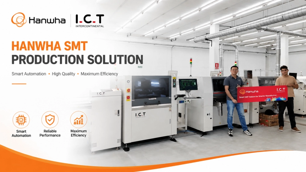 I.C.T Hanwha SMT Ligne de production.webp